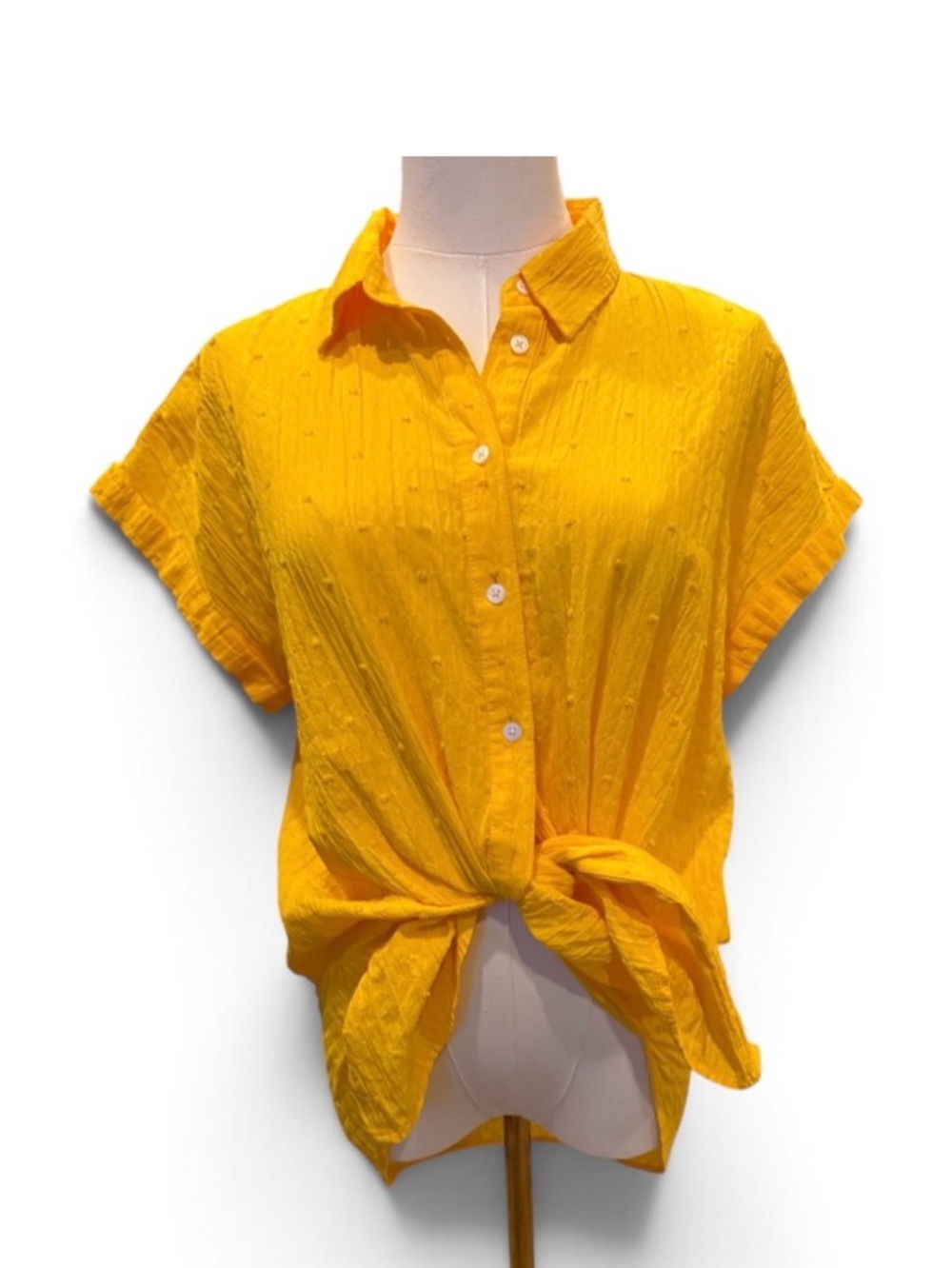 LOFT Bright Yellow Tie-Front Button Down Shirt